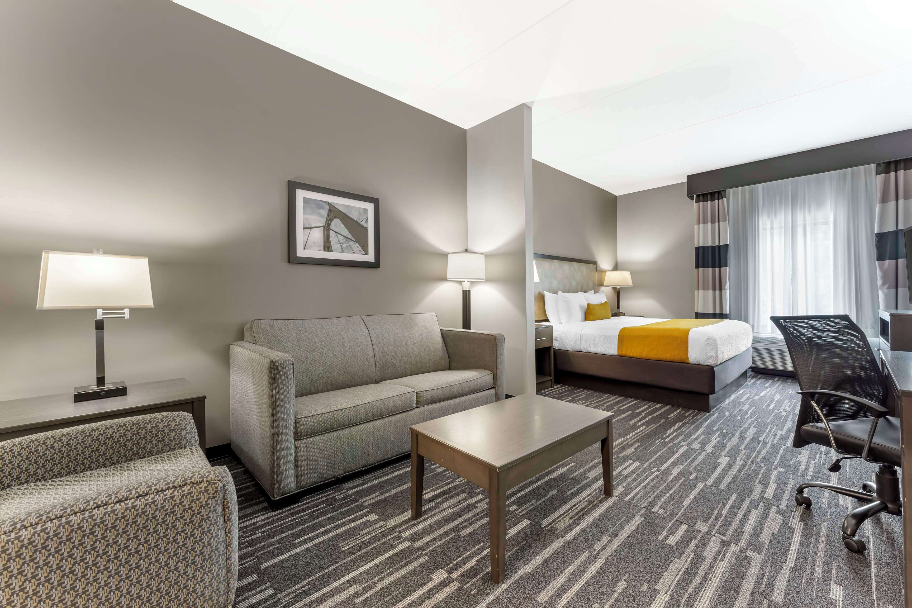 suite, 1 king bed, non smoking, refrigerator & microwave (shower only) | individually decorated, individually furnished, desk, laptop workspace