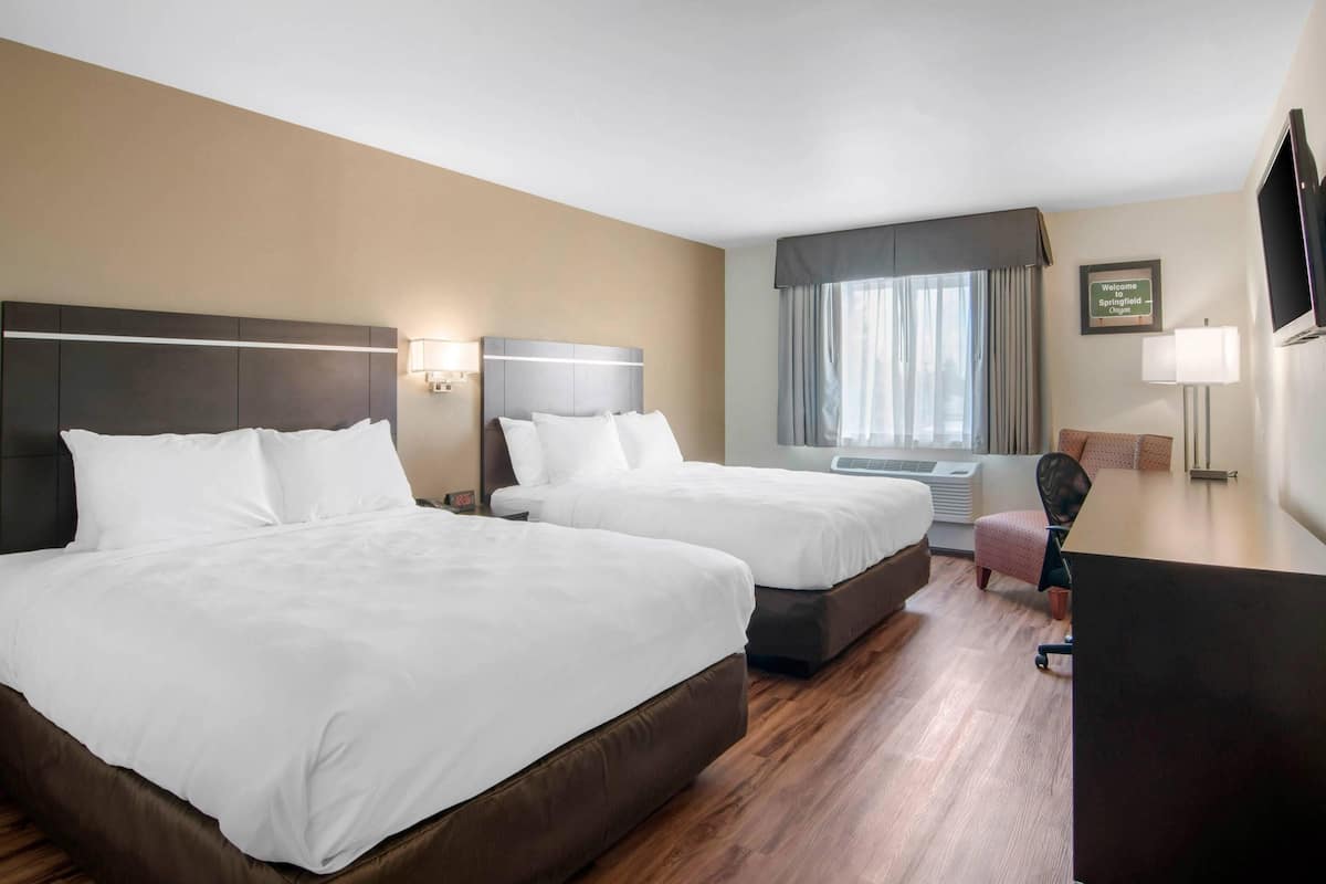 standard room, 2 queen beds, non smoking | premium bedding, desk, blackout curtains, soundproofing