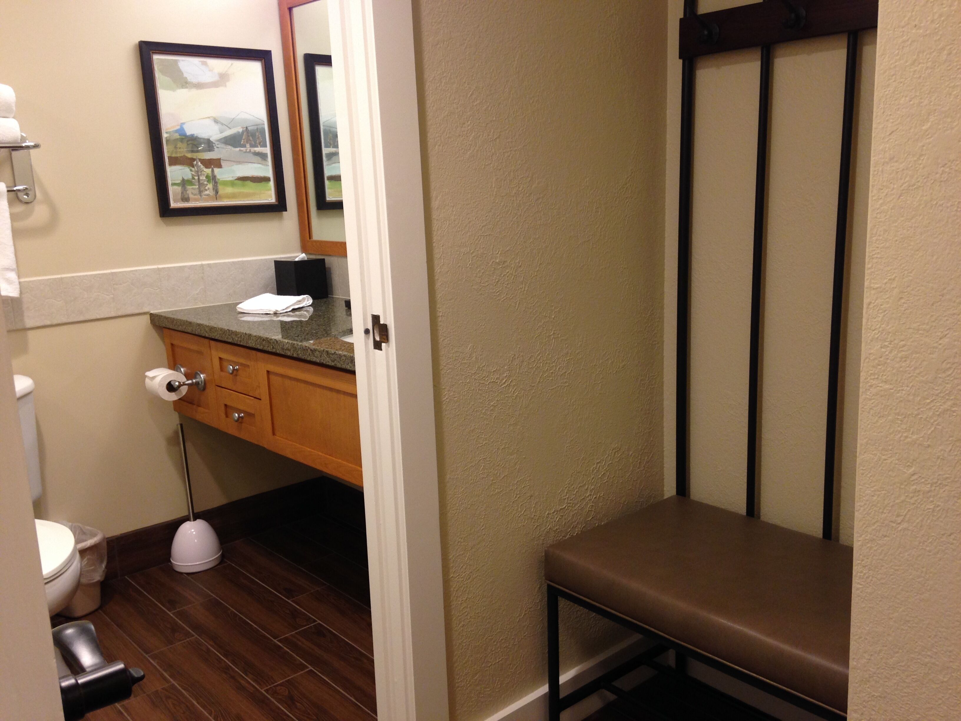Combined shower/tub, jetted tub, hair dryer, towels