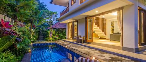 Family Villa (2 Bedrooms with Pool View) | Living area | LCD TV