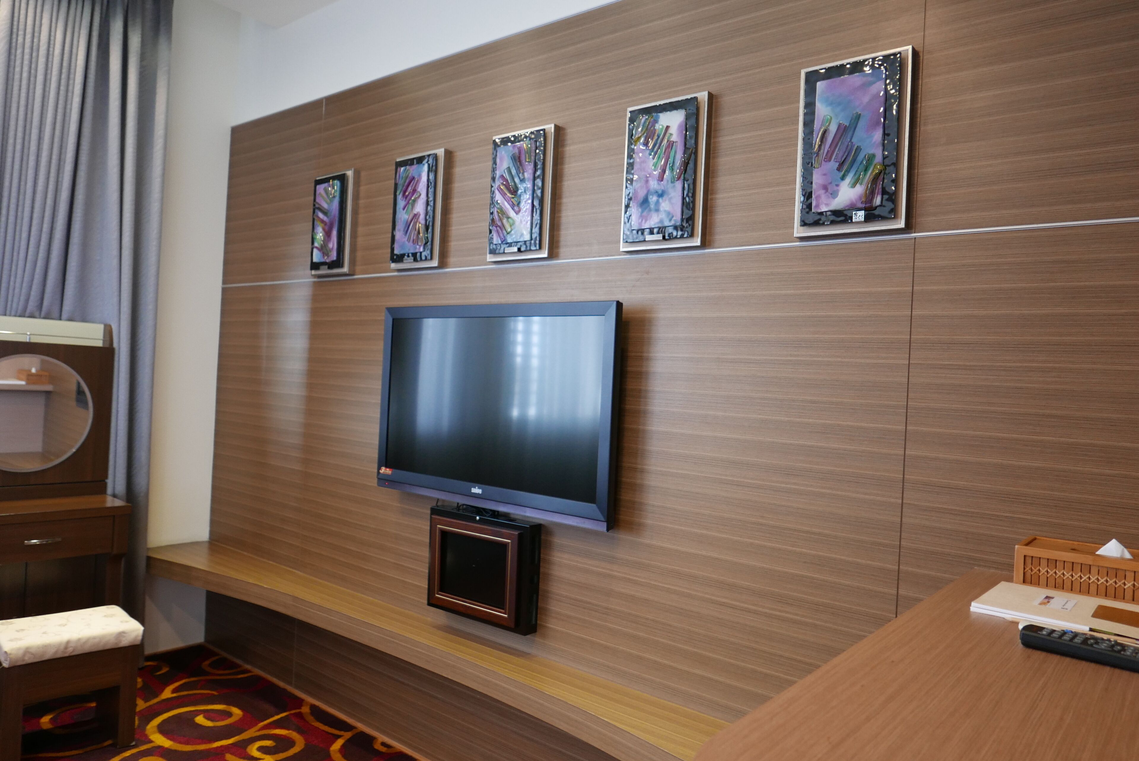 premium bedding, individually decorated, desk, blackout curtains