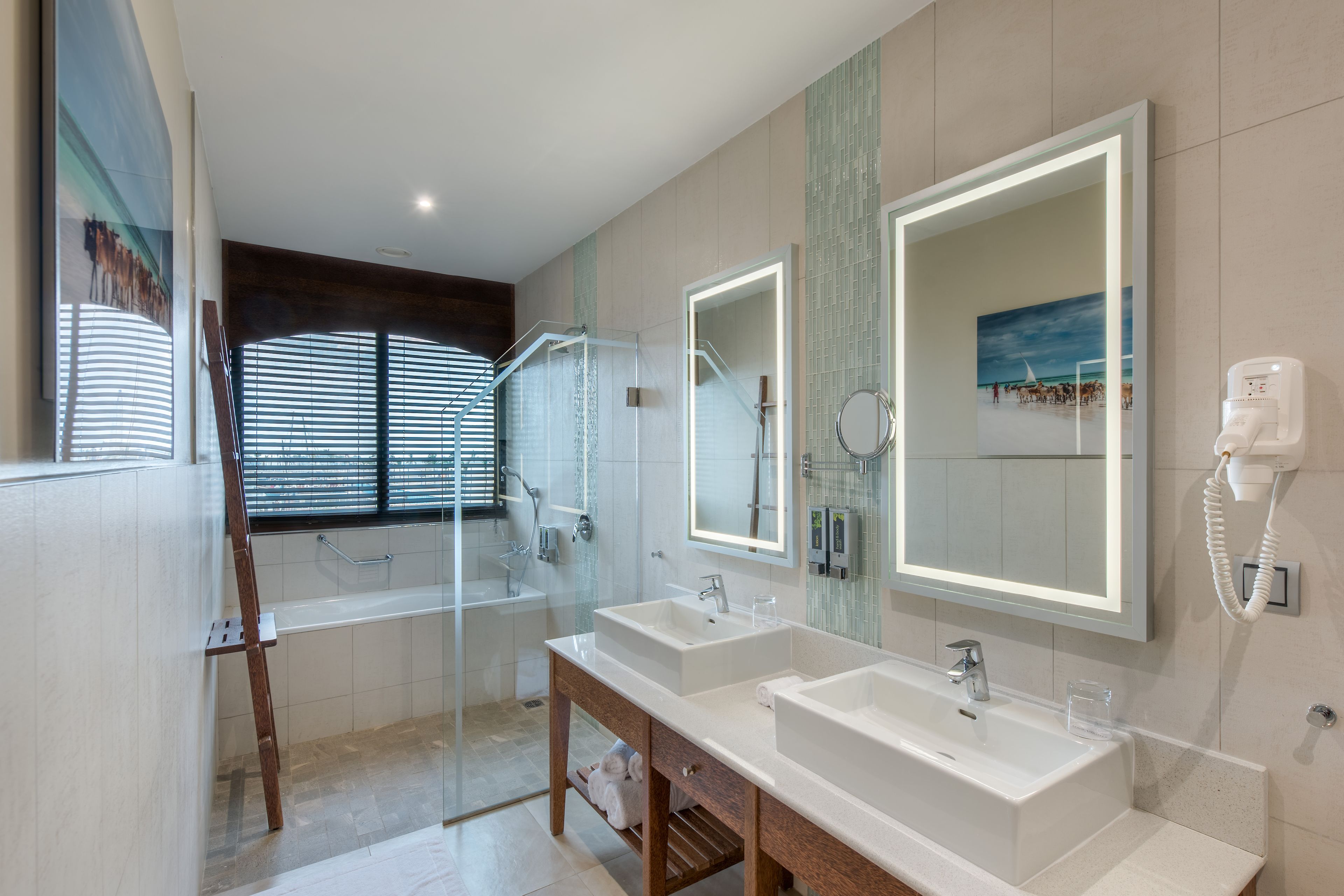 free toiletries, hair dryer, bathrobes, slippers