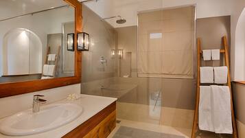 Shower, free toiletries, hair dryer, slippers