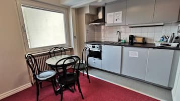 Fridge, microwave, electric kettle