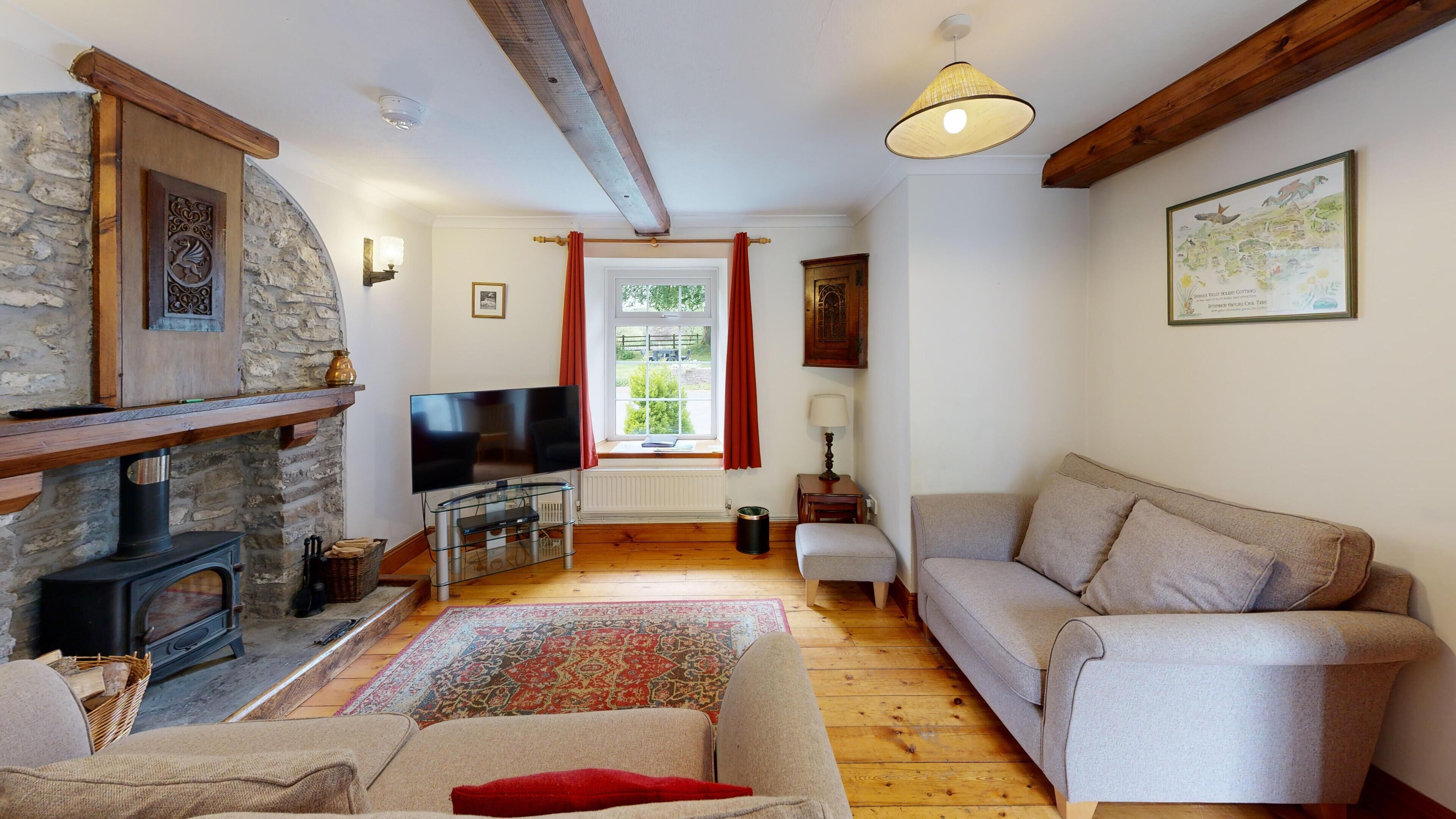 Premium Cottage, 2 Bedrooms, River View (Y Stabl) | Living area | Flat-screen TV