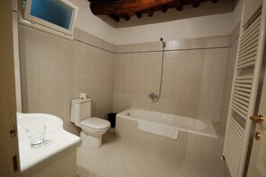 Ducha, secador de pelo, bidé y toallas