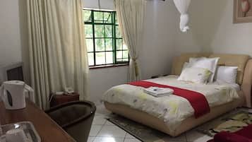 Desk, bed sheets