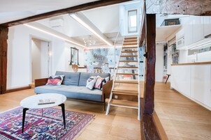 华丽复式, 2 间卧室, 河景 (Third floor) | 私人厨房 | 大冰箱、微波炉、炉灶、意式浓缩咖啡机