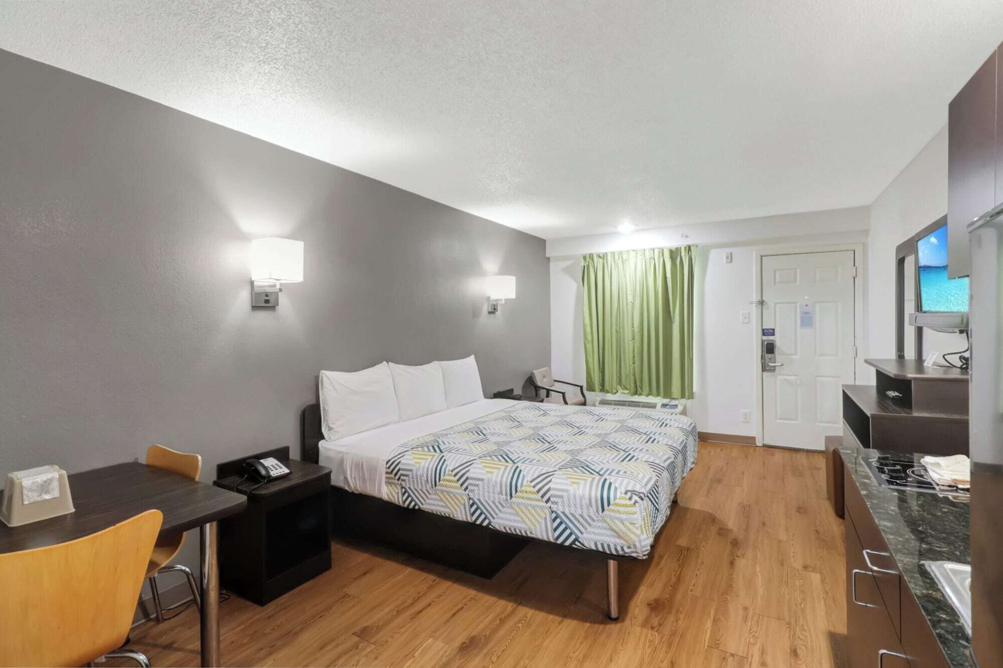 Blackout drapes, iron/ironing board, WiFi (free), bed sheets