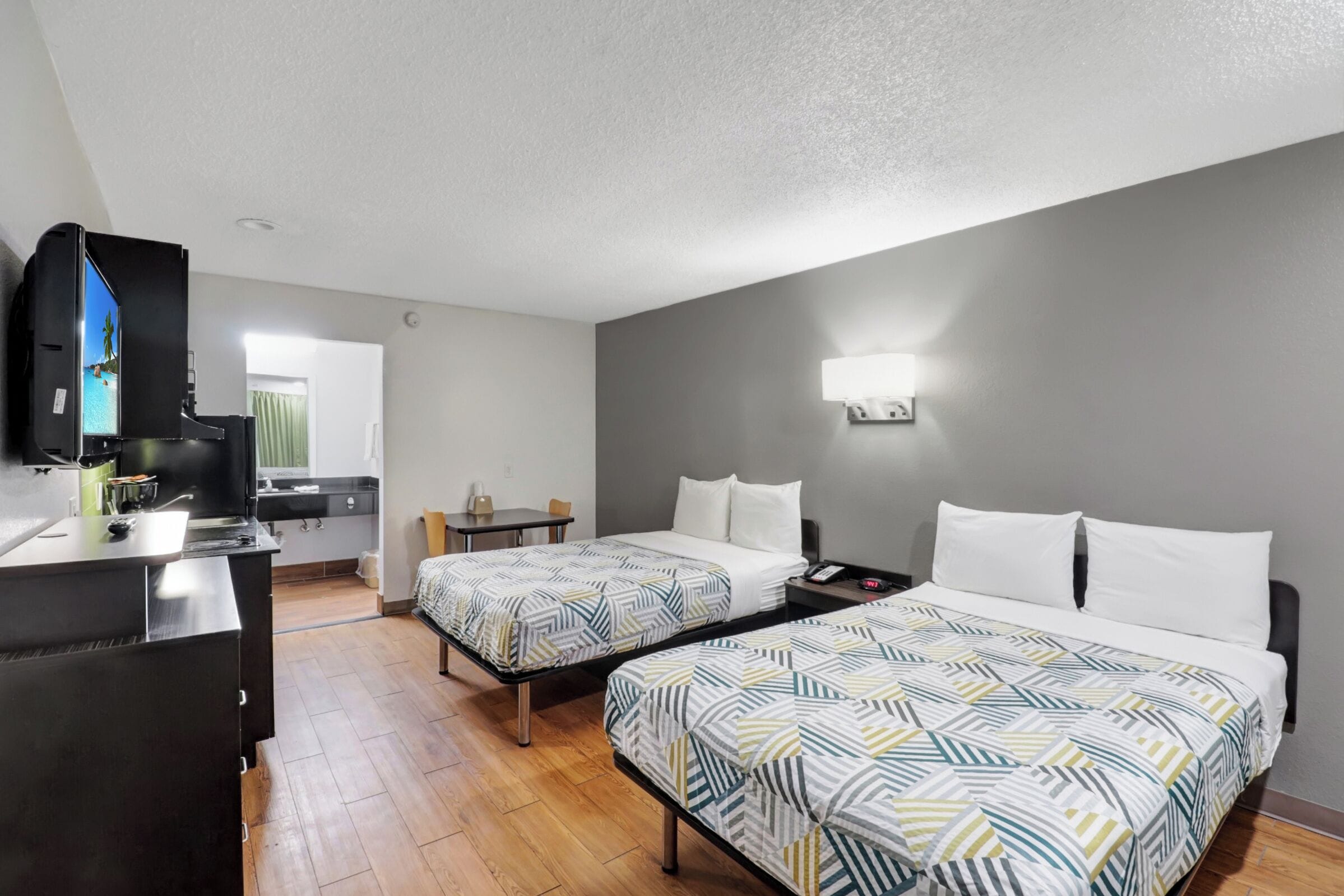 Blackout drapes, iron/ironing board, WiFi (free), bed sheets