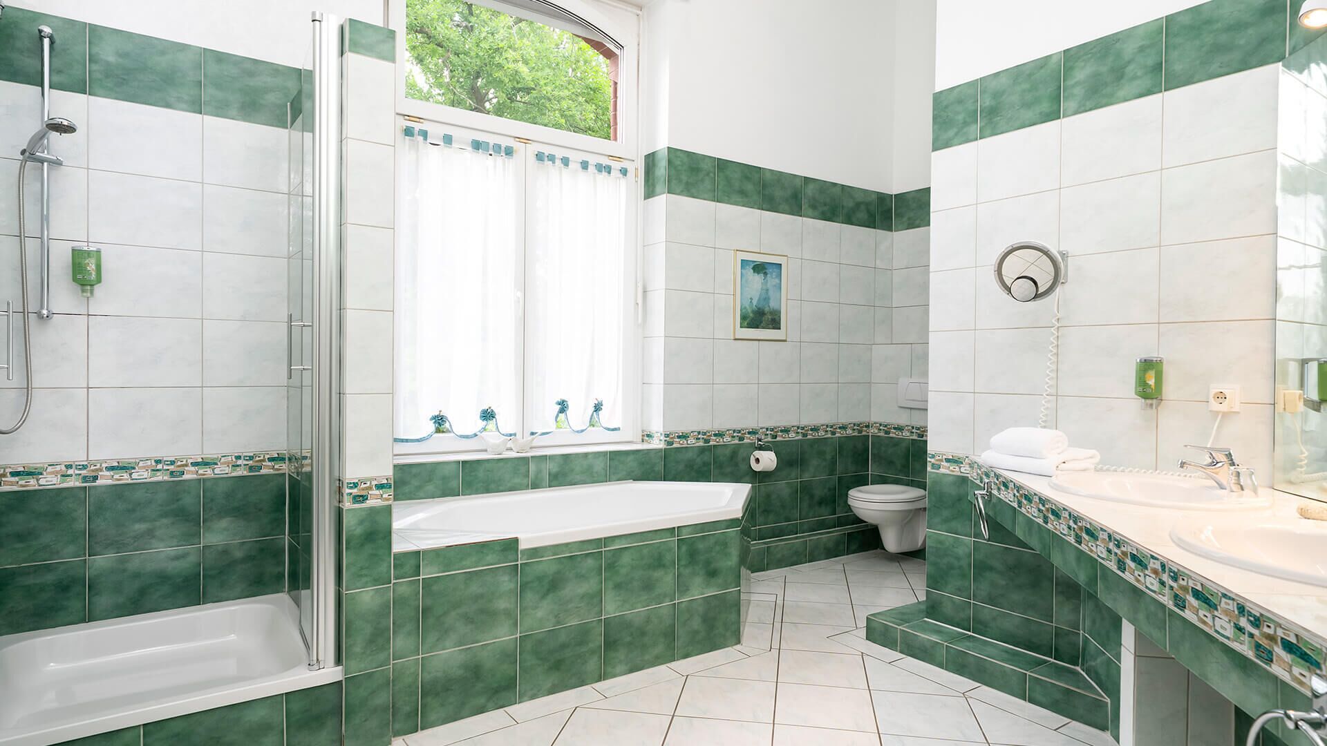 Standard-Doppelzimmer | Badezimmer | Kostenlose Toilettenartikel, Handtücher