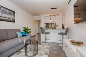 Apartment, 2 Bedrooms, Sea View (A2) | Living area | TV - Apartments Basic (Vir)