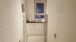 Full-sized fridge, microwave, oven, stovetop