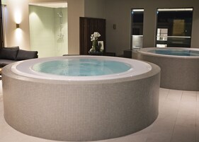Sauna, hot tub, body treatments, body wraps, body scrubs, facials