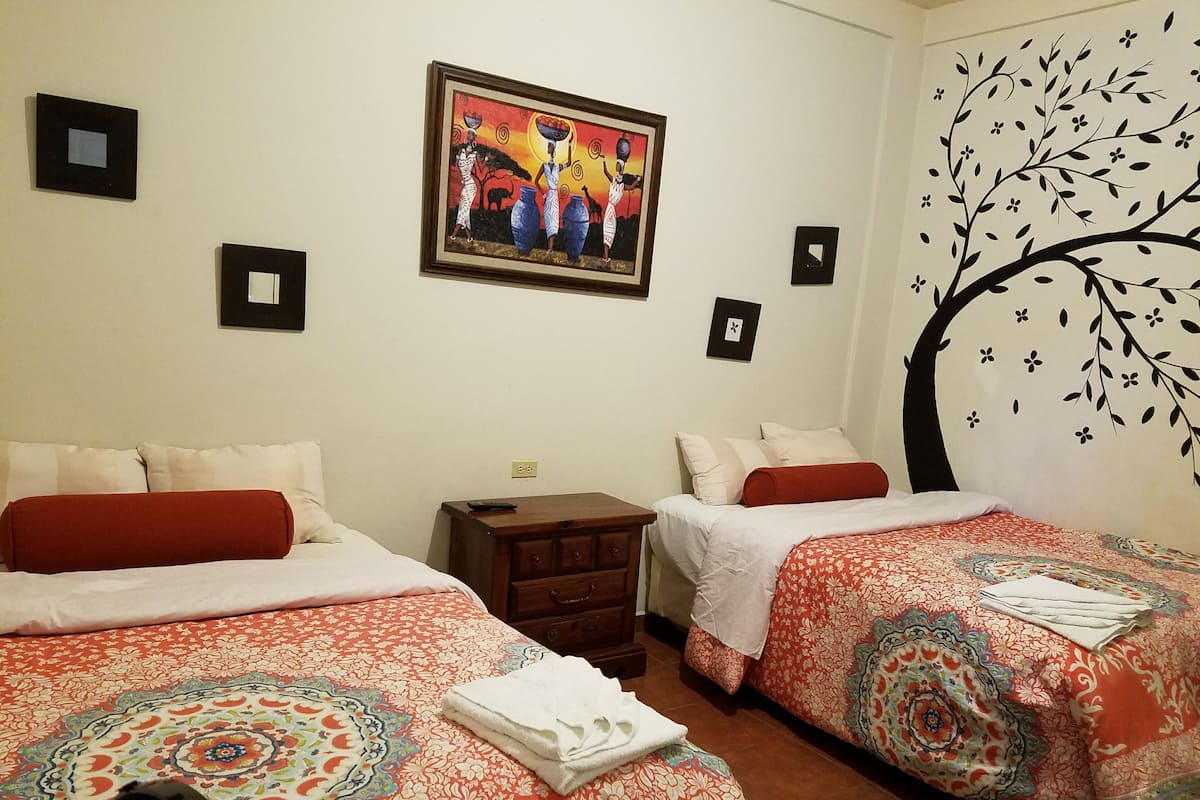 Basic Double Room, 2 Double Beds, Non Smoking, Private Bathroom | WiFi (free), bed sheets