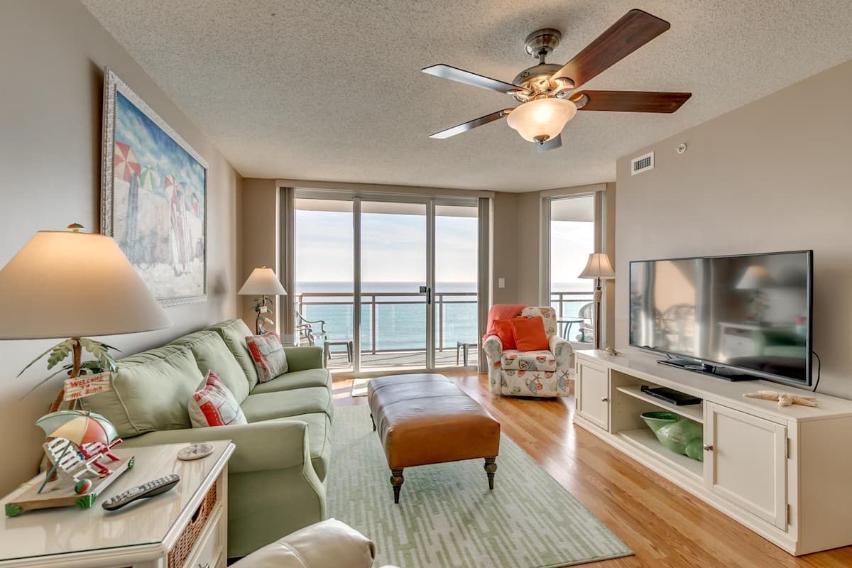 Condo, 3 Bedrooms, Non Smoking, Oceanfront | Living room | Flat-screen TV, DVD player