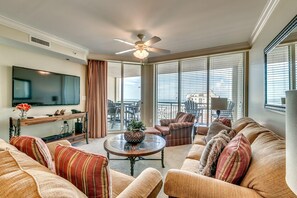 Condo | Living room | Flat-screen TV, DVD player - Mar Vista Grande by Condo-World (North Myrtle Beach)