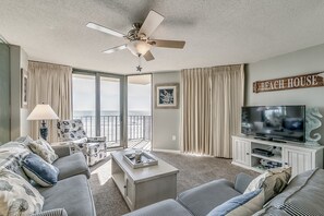 Condo, 3 Bedrooms, Beach View | Living room | Flat-screen TV, DVD player - Summit by Condo-World (North Myrtle Beach)