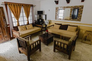 Panoramic Apartment, 1 Bedroom, Terrace, Oceanfront | Living room - Beachfront Hacienda del Cuyo Penthouse (Tizimín)