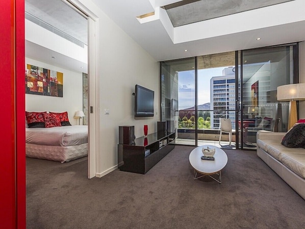 Apartment, 1 Bedroom (New Acton 607) | Living room | LCD TV, DVD player - Accommodate Canberra - New Acton (Canberra)