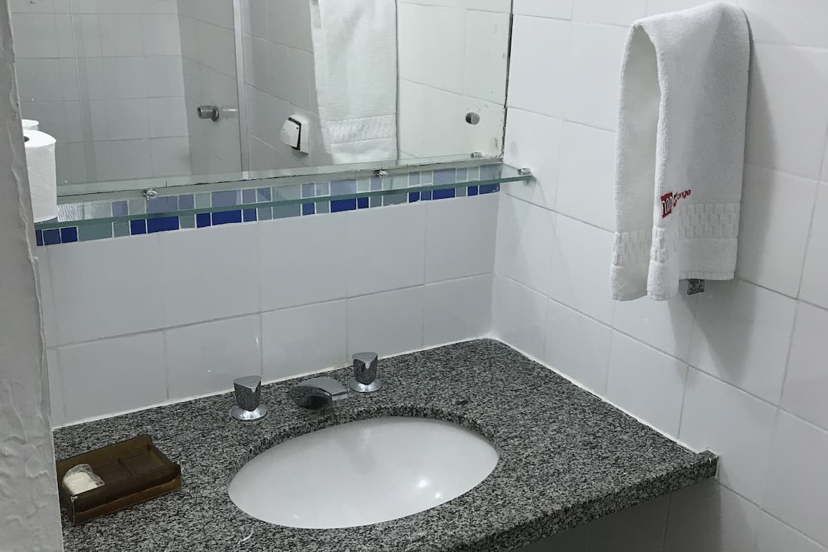 single room | bathroom | shower, hair dryer, towels