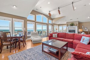 TV, fireplace, foosball - Home Again: Oceanfront, Pool, Spa, Elevator (Nags Head)