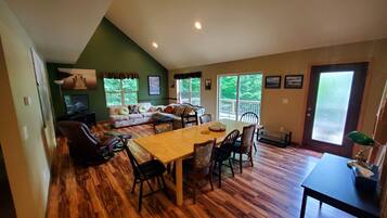 TV, DVD player, books, video library