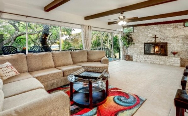 TV, fireplace, DVD player