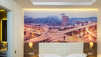 Estudio estándar, cocina básica, vistas a la ciudad | 1 dormitorio, minibar, caja fuerte y escritorio