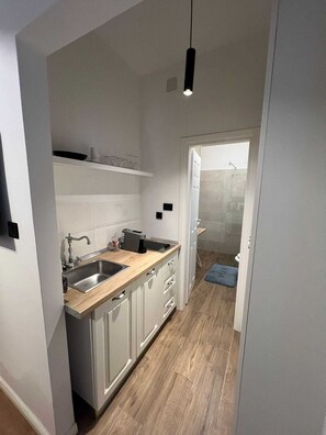 Studio Deluxe | Cuisine privée | Réfrigérateur, micro-ondes, four, plaque de cuisson