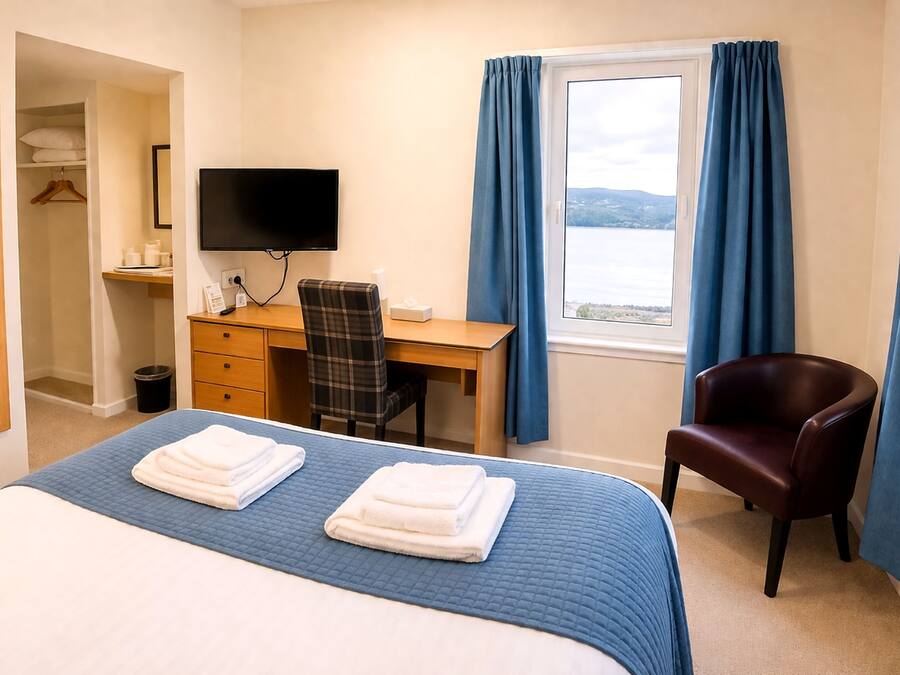 Superior-dobbeltværelse | Skrivebord, arbejdsområde til bærbare computere, mørklægningsgardiner