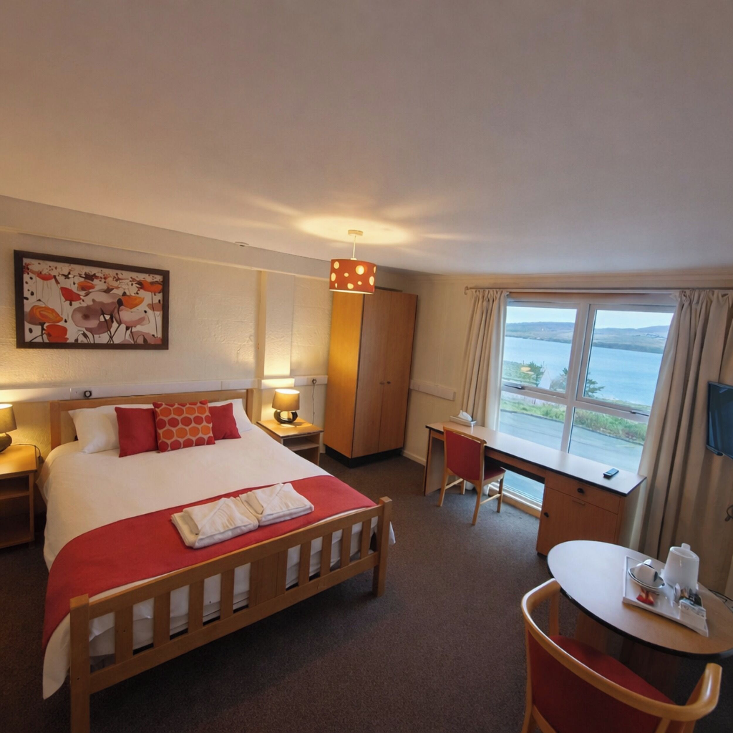 Kamar Double Superior, difabel mobilitas | Meja kerja, ruang kerja ramah laptop, dan tirai kedap cahaya