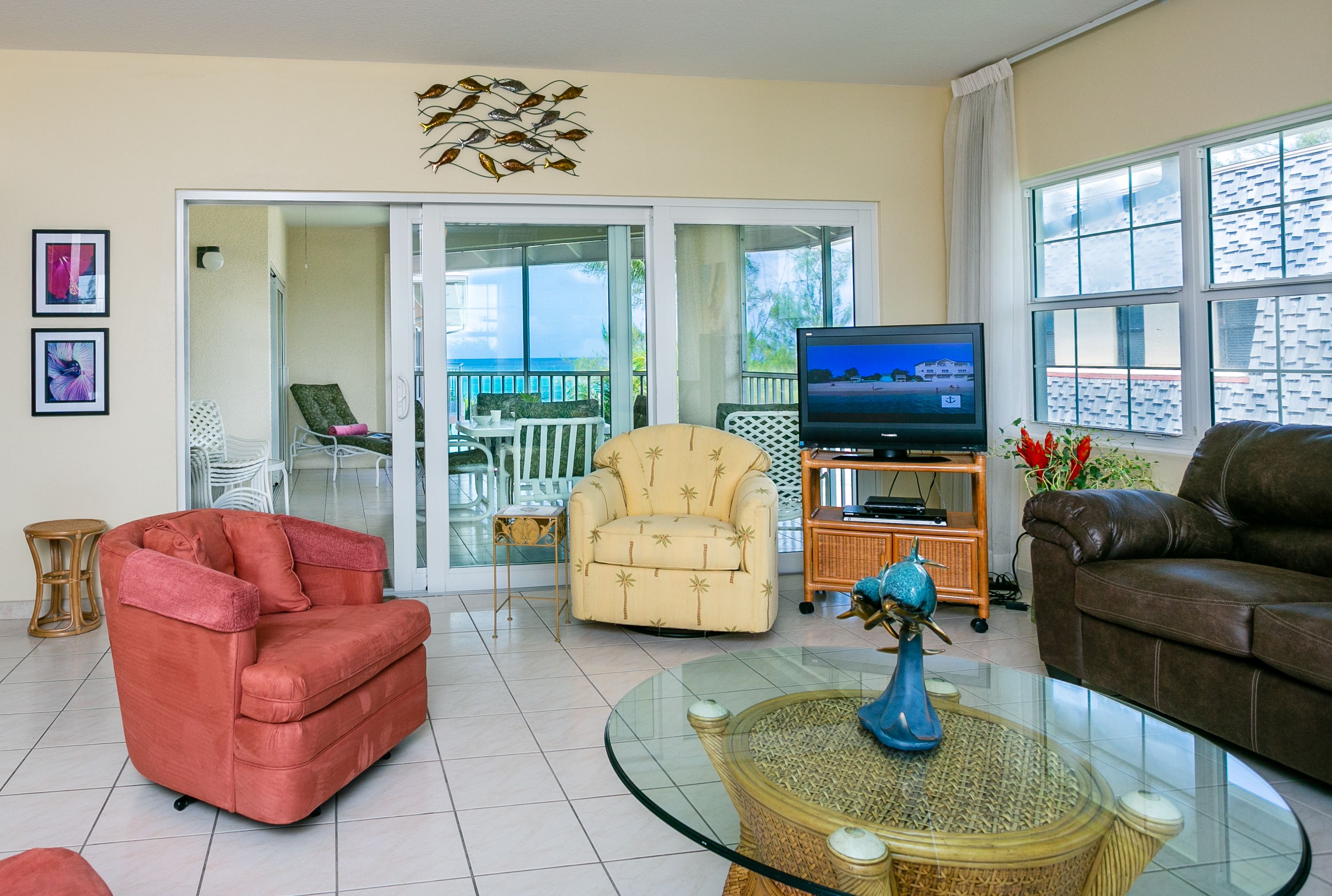 condo, 2 bedrooms, ocean view | living area | tv, dvd player