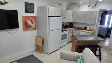 Flat-screen TV, DVD player