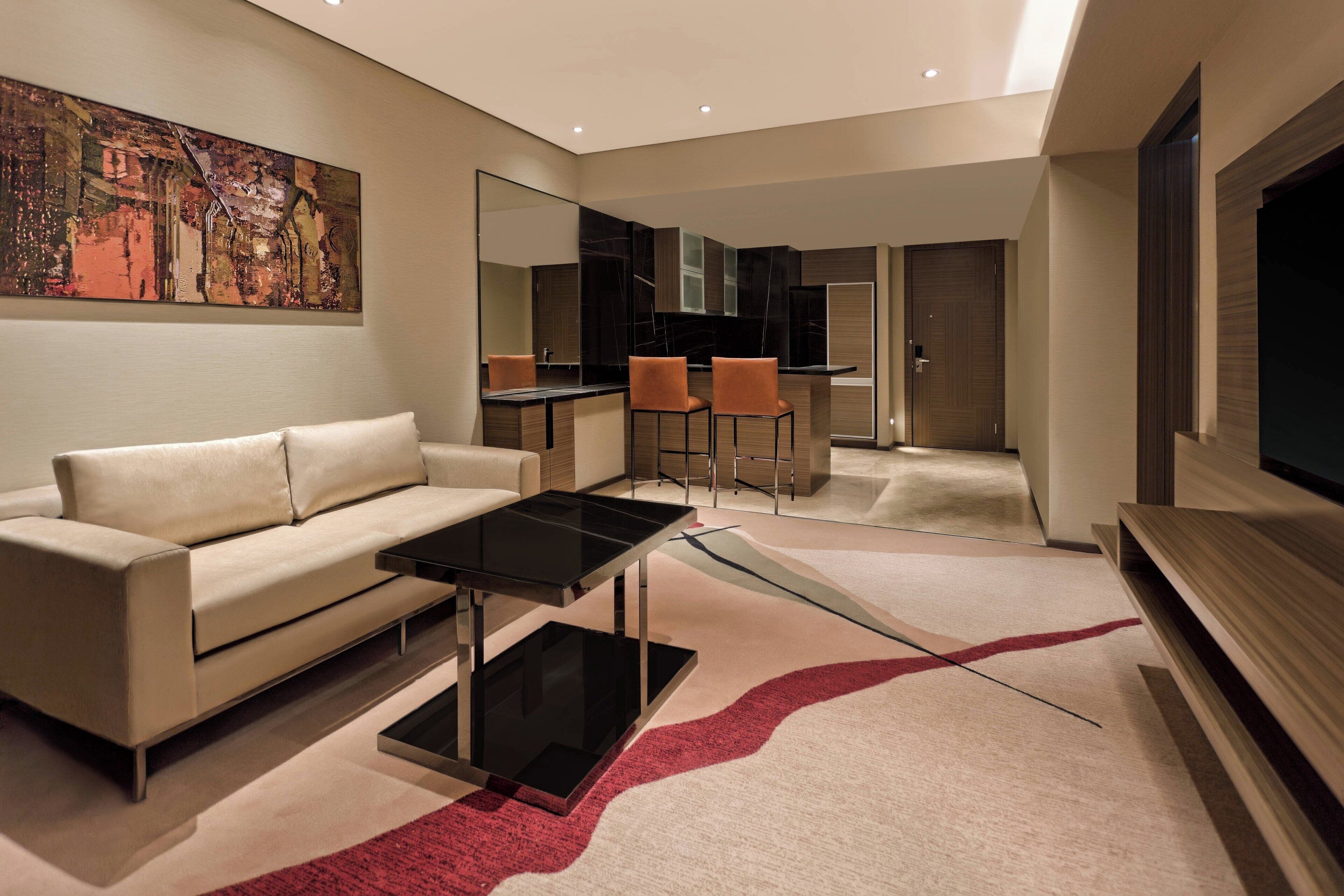 fridge, coffee/tea maker, electric kettle