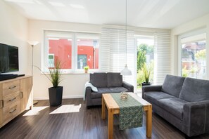 Fernseher, Kamin, Bücher