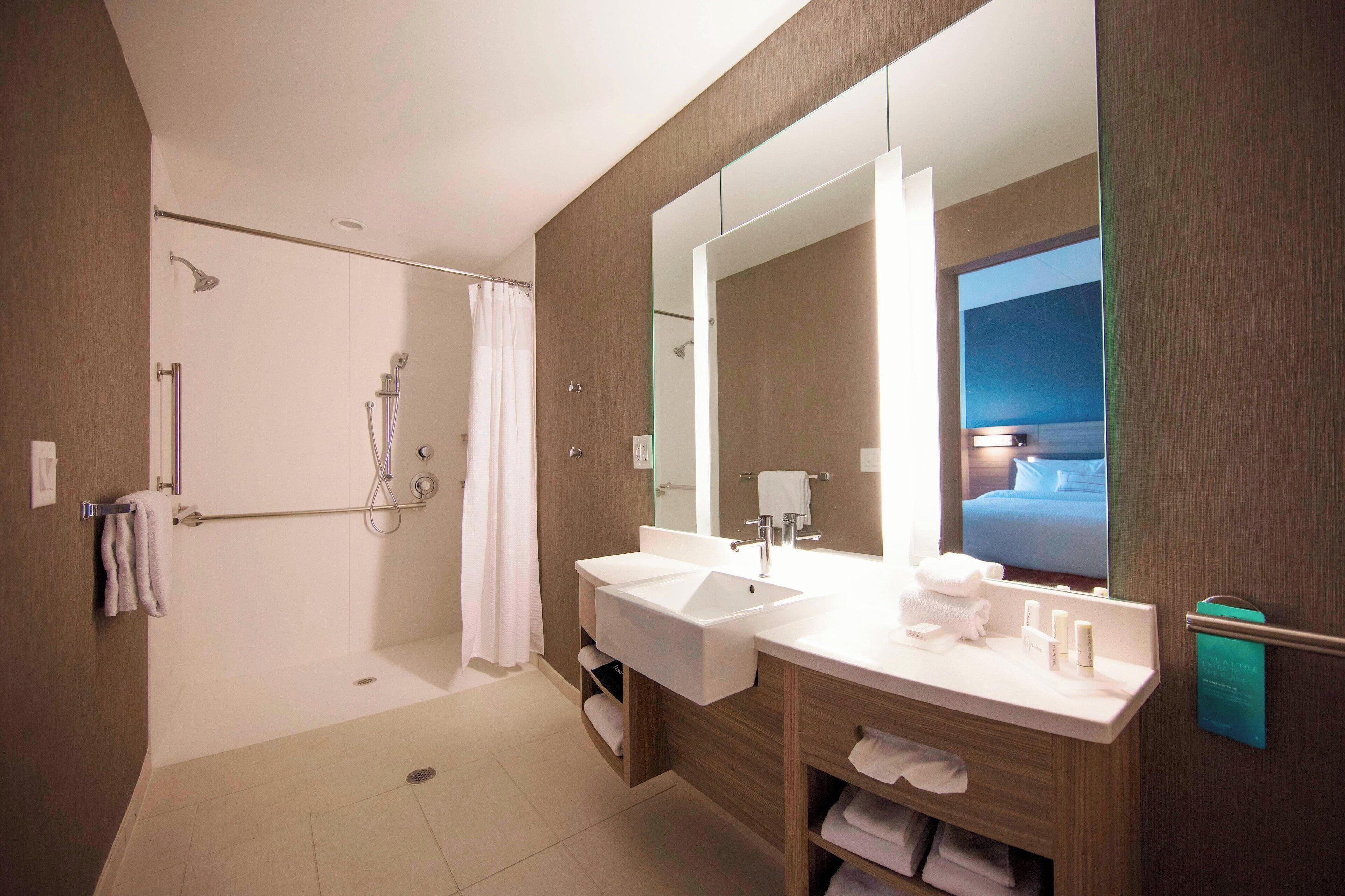 free toiletries, hair dryer, towels