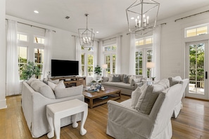 Flat-screen TV, DVD player