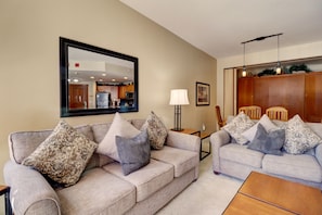 Condo, 2 Bedrooms | Living area | TV, DVD player - Perfect Location, With Amazing Views - CO422 by RedAwning (Copper Mountain)