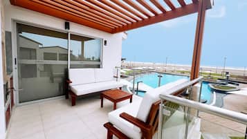 Bungalow Deluxe, quang cảnh hồ bơi (norte) | 2 phòng ngủ, bộ trải giường