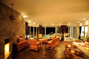 Family Villa, 2 Bedrooms, Ocean View, Sea Facing | Living area | Flat-screen TV, fireplace - Villa Lorizon (Rodrigues Island)