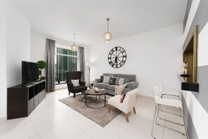 Apartment, 2 Bedrooms | Living area - Maison Privee - Superb Apt with Burj Khalifa, Fountain & Opera Vws (Dubai)