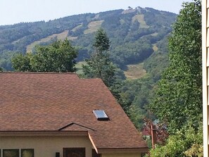 A house with a sloped roof and a solar panel on the roof.
