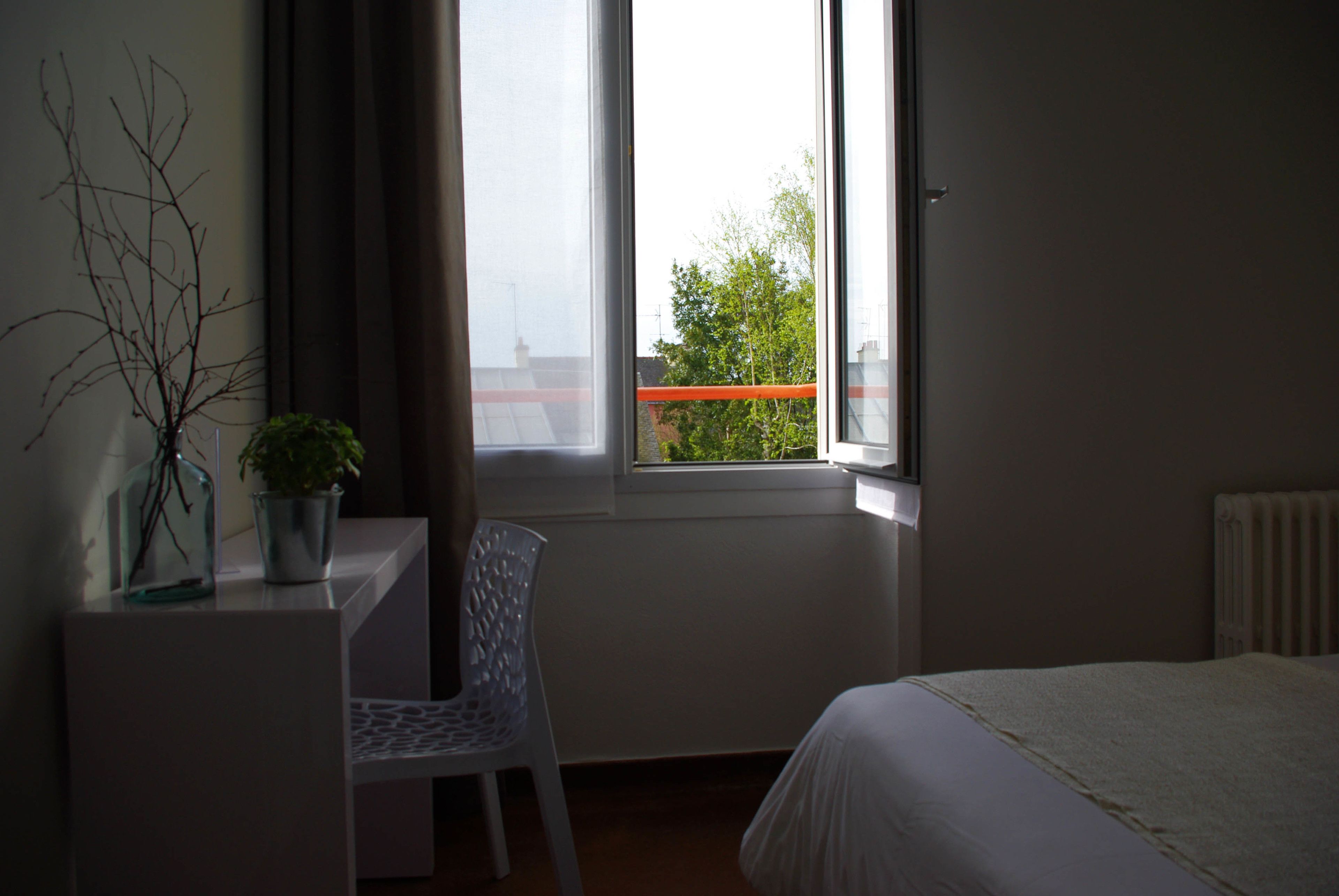 double room shared bathroom | individually decorated, individually furnished, desk, blackout curtains