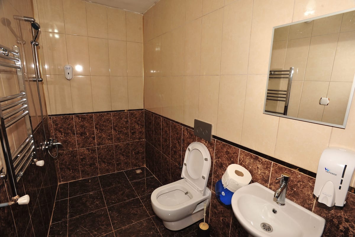 standard quadruple room | bathroom | shower, free toiletries, hair dryer, slippers