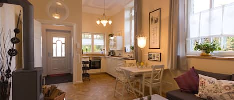 Apartment, 1 Bedroom, Accessible (Flat 6) | Living area | Flat-screen TV, fireplace