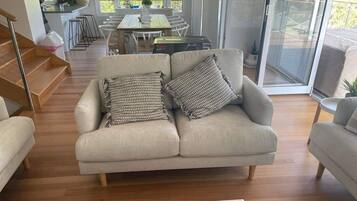 Smart TV, fireplace, video games, DVD player