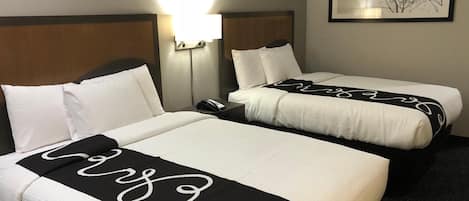 Premium bedding, desk, free WiFi, bed sheets