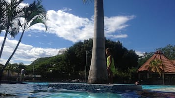 Outdoor pool, sun loungers