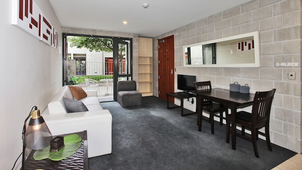 1 Bedroom - Located above a commercial space with central opened staircase that lead to it | Living area - Number 1 - Chic Inner City Rooms (Christchurch)
